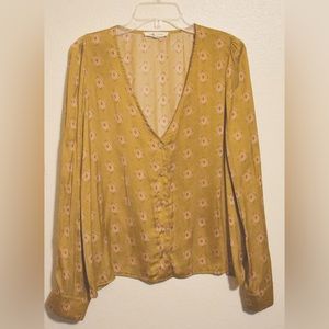 Mustard Yellow Button Up Blouse